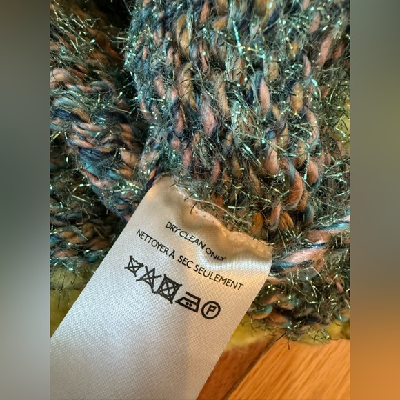 Anthropologie Fringed Colorblock Sweater Women’s Size Small Crew Neck Pullover - Picture 8 of 13